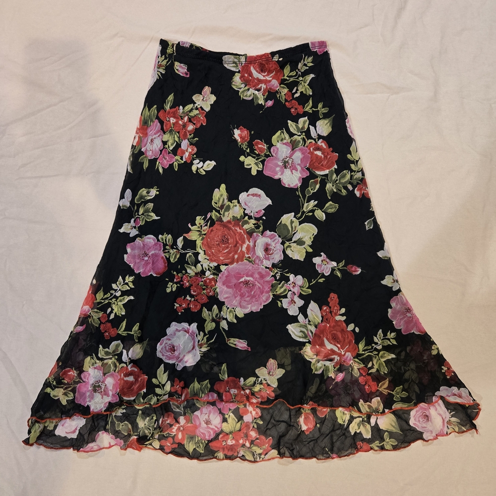 Floral Black Skirt